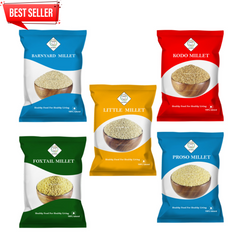 SWASTH Unpolished and Natural Millet Combo Pack of 5 - 1Kg Each (Kodo, Little, Barnyard , Foxtail, Proso Millets)