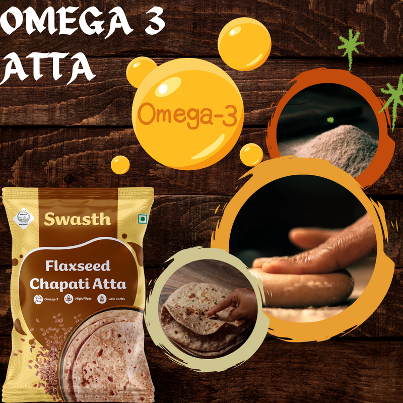 Swasth Flaxseed Chapati Atta-1Kg  - Omega 3 chapati Atta - High Fiber chapati atta -low Carb chapati atta