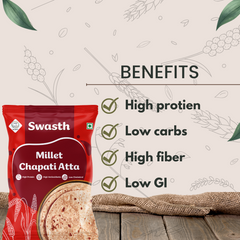 Swasth Millet Chapati Atta- 1Kg - High Fiber Atta - Low Carbohydrate| High Fibre|Less Gluten