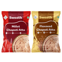 Swasth Flaxseed Chapati Atta and Millet Chapati Atta  -  Combo Pack