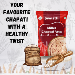Swasth Millet Chapati Atta- 1Kg - High Fiber Atta - Low Carbohydrate Chapati Atta