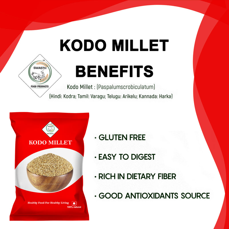 SWASTH Unpolished and Natural Millet Combo Pack of 5 - 1Kg Each (Kodo, Little, Barnyard , Foxtail, Proso Millets)