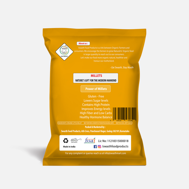 SWASTH Unpolished And Natural Little Millet 05kg - Pack of 5 - 1Kg Each  (Other Names Of Little Millet Kutki, Shavan, Saamai, Sama, Samalu, Saame, Save Chama, Sava, Halvi, Vari, Swank, Gajro, Kuri, Sama, Suan)