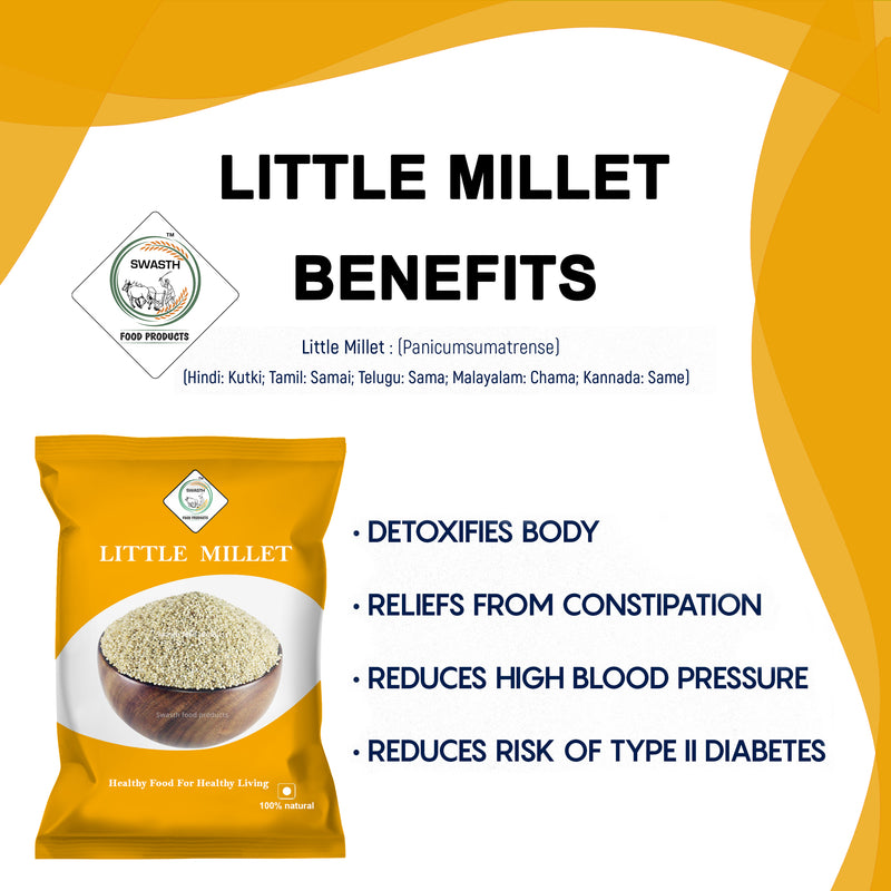 SWASTH Unpolished and Natural Millet Combo Pack of 5 - 1Kg Each (Kodo, Little, Barnyard , Foxtail, Proso Millets)