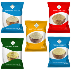 SWASTH Unpolished and Natural Millet Combo Pack of 5 - 1Kg Each (Kodo, Little, Barnyard , Foxtail, Proso Millets)