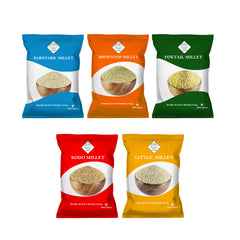 SWASTH Unpolished and Natural Millet Combo Pack of 5 - 1Kg Each (Foxtail, Kodo, Browntop, Little, Barnyard Millets)