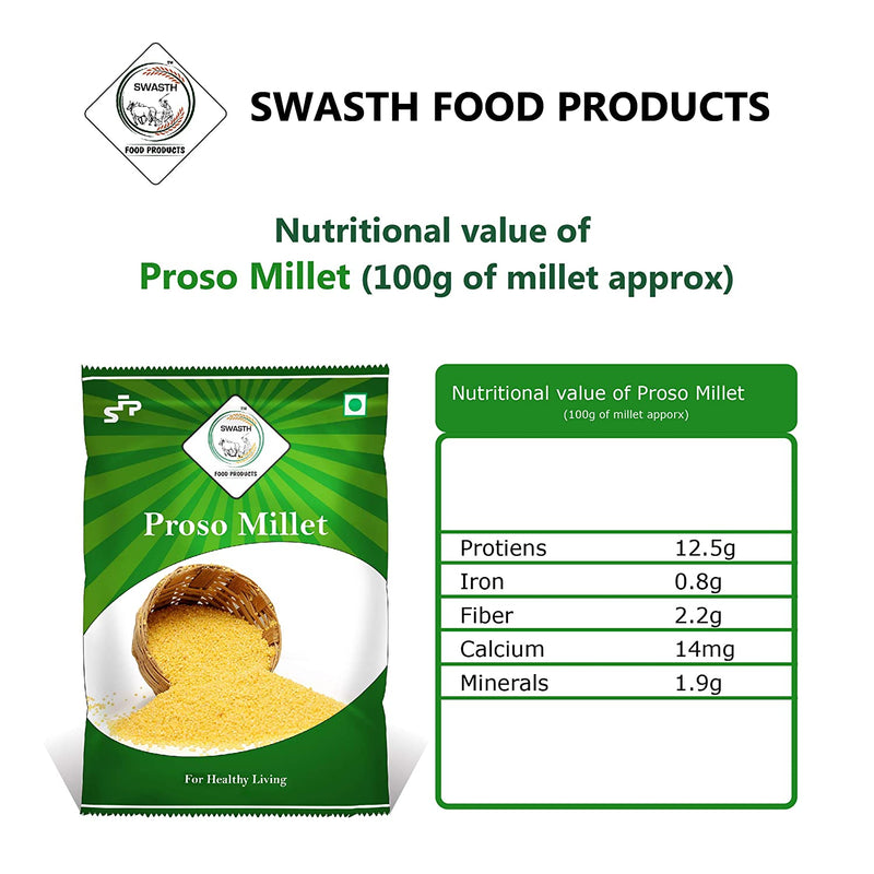 SWASTH Unpolished and Natural Proso Millet 05kg Pack of 5-1Kg Each (Other Names of Porso Millet Chena,Baragu,Variga,Pani Varagu)