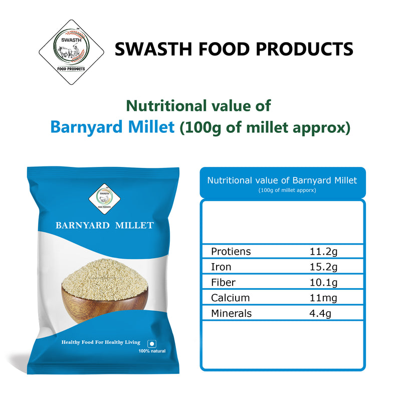 Swasth Unpolished and Natural Barnyard Millet (Other Names Of Barnyard Millet - Udalu ,Jhangora, Sanwa, Kuthiravali (Kuthiraivolly), Udalu, Kodisama, Oodalu, Kavadapullu, Swank, Shyama Khira Cereals)