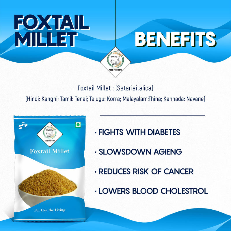 SWASTH Unpolished and Natural Foxtail Millet 05kg Pack of 5 - 1Kg Each (Navane)