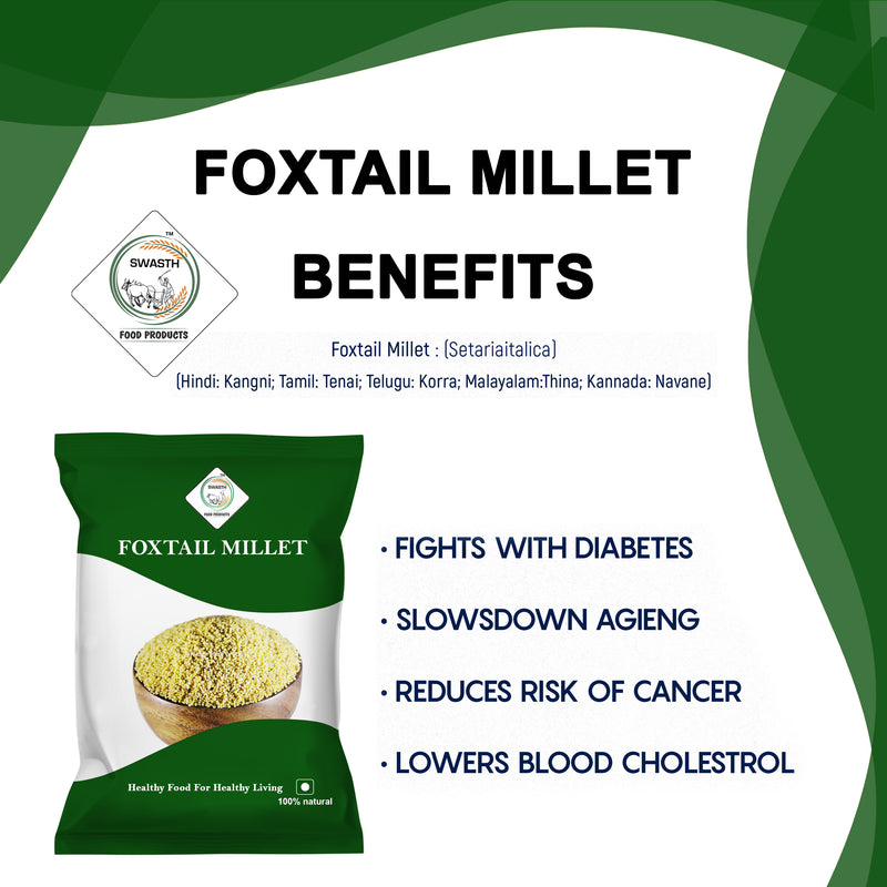 SWASTH Millets Unpolished and Natural Millet Combo Pack of 3 - 1Kg Each (, Browntop, Foxtail,Kodo Millets)