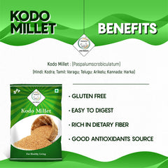 SWASTH Unpolished and Natural Kodo Millet Pack of 5 - 1kg Each (Other Names of Kodo Millet - Koden, Kodra, Varagu, Arikelu, Arika, Harka, Koovaragu, Kodua)