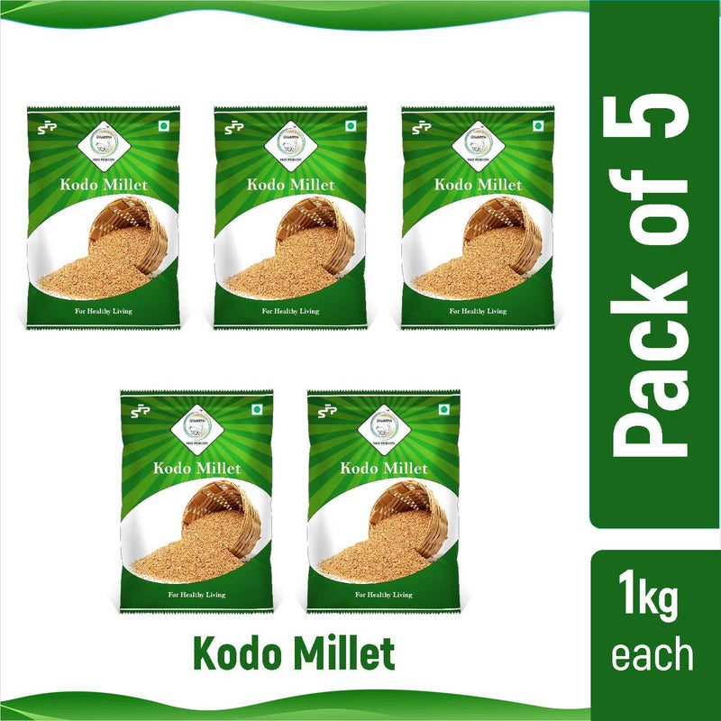 SWASTH Unpolished and Natural Kodo Millet Pack of 5 - 1kg Each (Other Names of Kodo Millet - Koden, Kodra, Varagu, Arikelu, Arika, Harka, Koovaragu, Kodua)