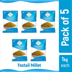SWASTH Unpolished and Natural Foxtail Millet 05kg Pack of 5 - 1Kg Each (Other Names of Foxtail Millet - Navane, Kangni, Kakum, Rala Thinai, Korra, Navane, Thina Kang, Rala, Kang, Kaon Kanghu, Kangam, Kora)