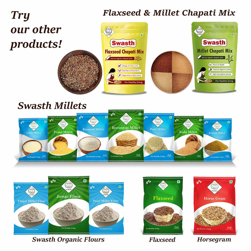 SWASTH Unpolished and Natural Browntop Millet 05kg Pack of 5 - 1Kg Each (Other Names of Brown Top Millet - Korale Cereals)