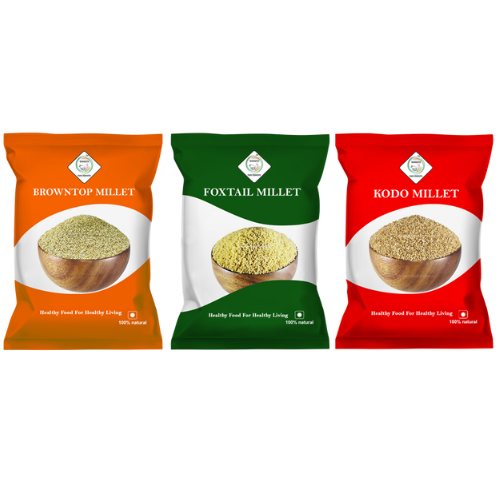 SWASTH Millets Unpolished and Natural Millet Combo Pack of 3 - 1Kg Each (, Browntop, Foxtail,Kodo Millets)